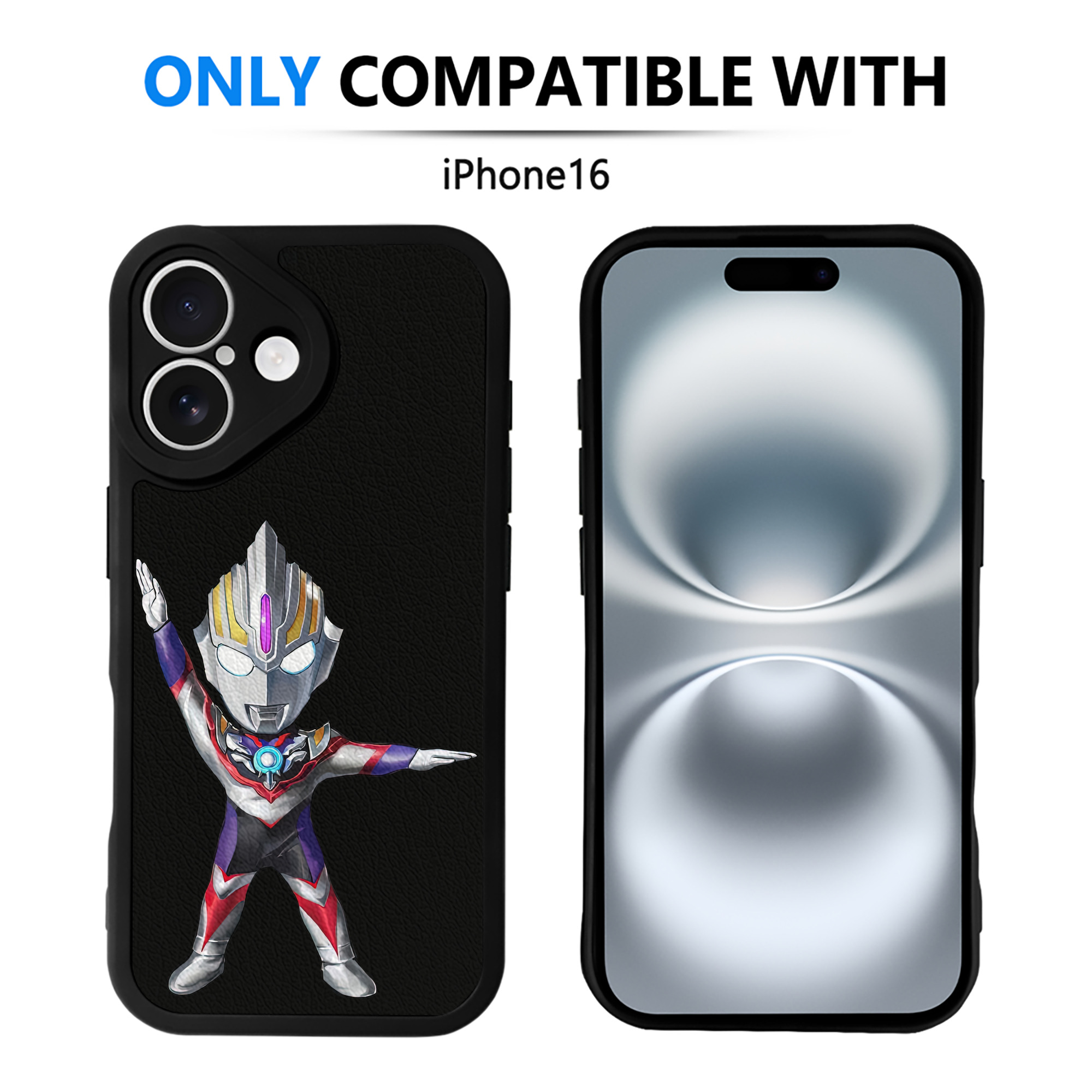 （画像用） ウルトラマン Ultraman 【iPhone 16シリーズ対応】シリコンスマホケース（レザー調） 材質：シリコン